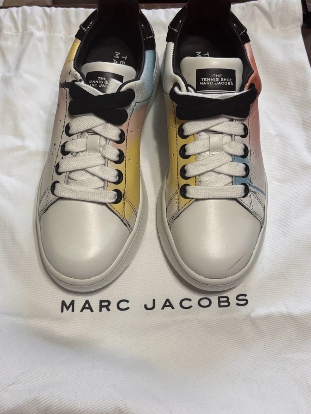 Marc Jacobs White Spray paint pastel “The Tennis Shoe” sneakers•NWOT, Dust bag